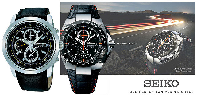 GroBflachenmotiv mit Seikos neuem Sportura Alarm Chronographen Schmuck Uhren Portal Goettgen