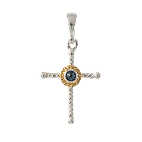 Anhänger 925 Silber Trachtenschmuck Zirkonia blau