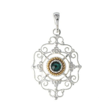 Anhänger 925 Silber Trachtenschmuck Zirkonia dunkelgrün