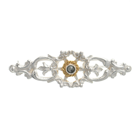 Brosche 925 Silber Trachtenschmuck Zirkonia anthrazit