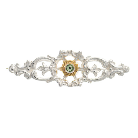 Brosche 925 Silber Trachtenschmuck Zirkonia hellgrün