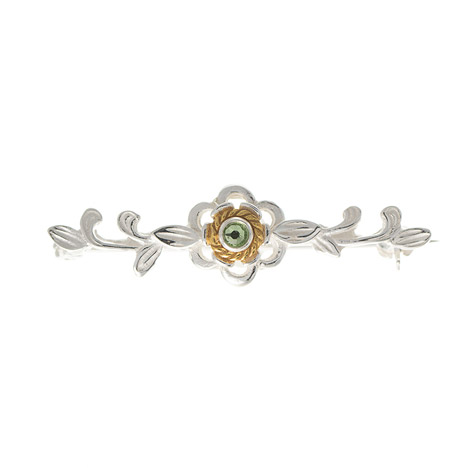 Brosche 925 Silber Trachtenschmuck Zirkonia hellgrün