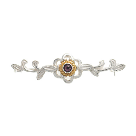 Brosche 925 Silber Trachtenschmuck Zirkonia lila