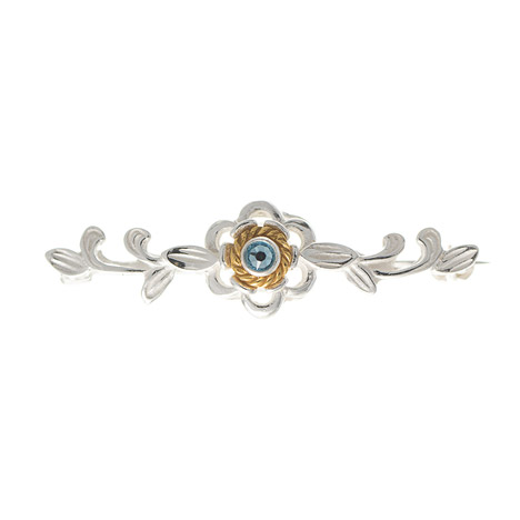 Brosche 925 Silber Trachtenschmuck Zirkonia hellblau
