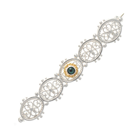 Brosche 925 Silber Trachtenschmuck Zirkonia dunkelgrün