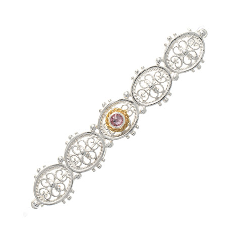 Brosche 925 Silber Trachtenschmuck Zirkonia rosa