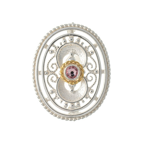 Brosche 925 Silber Trachtenschmuck Zirkonia pink