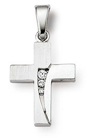 SIGO Anhänger Kreuz 925 Silber Zirkonia weiss 16 mm
