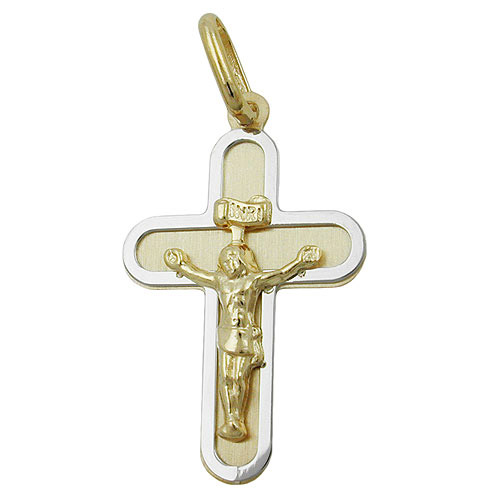 SIGO Anhänger, Kreuz mit Jesus, Gold 375