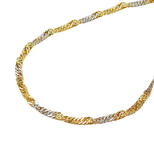 Gold/Silber günstig Kaufen-SIGO Kette, 50cm, Singapur bicolor, Gold 375. SIGO Kette, 50cm, Singapur bicolor, Gold 375 <![CDATA[Abmessung: 1,8mmLänge: 50cmGewicht: 2,8gLegierung: 375/000 Gold, 9 KaratVerschluss: FederringPreis per 1 Stck(Colfem) Die klassische Halskette wird gerne 