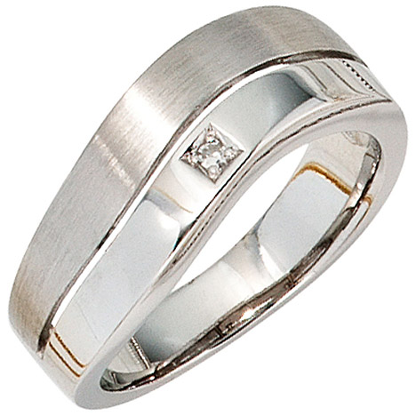 SIGO Damen Ring 585 Gold Weißgold 1 Diamant 0,01ct. Weißgoldring Diamantring