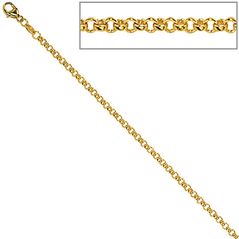 SIGO Erbskette 585 Gelbgold 2,5 mm 50 cm Gold Kette Halskette Goldkette Karabiner