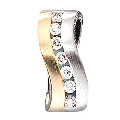 SIGO Anhänger 585 Gold Weißgold Gelbgold bicolor matt 7 Diamanten Brillanten