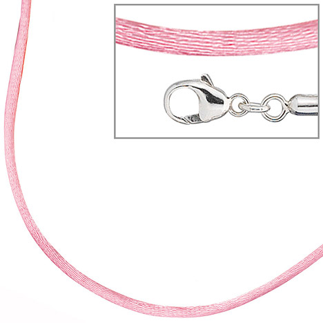 SIGO Collier Halskette Seide rosé 42 cm, Verschluss 925 Silber Kette