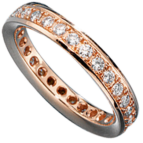 SIGO Memory Ring 585 Gold Rotgold mit Diamanten Brillanten rundum Memoryring