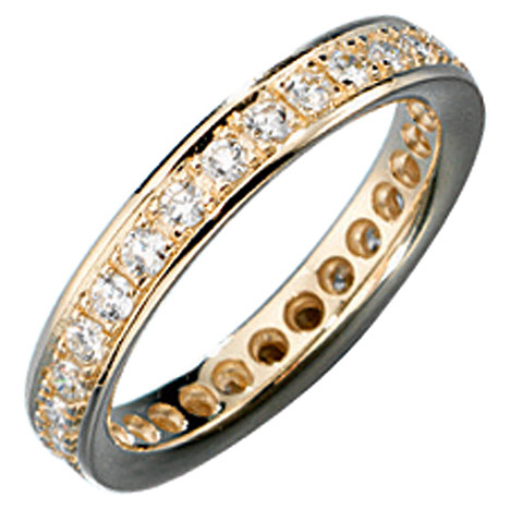 SIGO Memory Ring 585 Gold Gelbgold mit Diamanten Brillanten rundum Memoryring