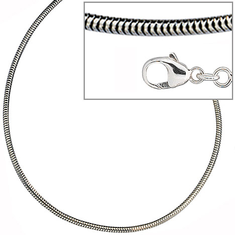 SIGO Schlangenkette 925 Silber 1,6 mm 45 cm Halskette Kette Silberkette Karabiner