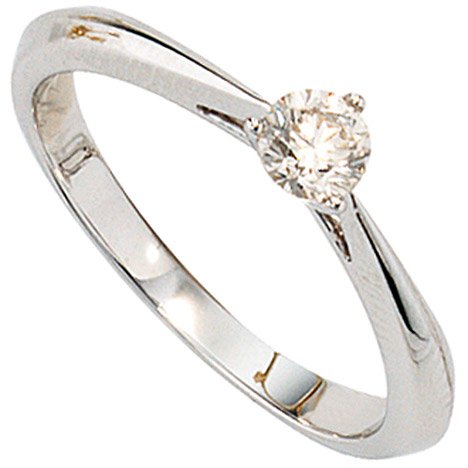 SIGO Damen Ring 585 Gold Weißgold 1 Diamant Brillant 0,25ct. Diamantring Weißgoldring