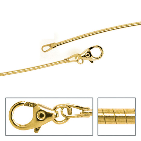 SIGO Halsreif 585 Gelbgold 1,1 mm 50 cm Gold Kette Halskette Goldhalsreif Karabiner