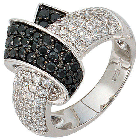 SIGO Damen Ring 925 Sterling Silber rhodiniert mit Zirkonia Silberring