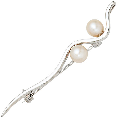 SIGO Brosche Anhänger 925 Sterling Silber 2 Süßwasser Perlen Perlenbrosche  - Onlineshop Goettgen
