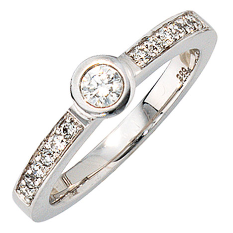 SIGO Damen Ring 585 Gold Weißgold 13 Diamanten Brillanten 0,34ct. Weißgoldring