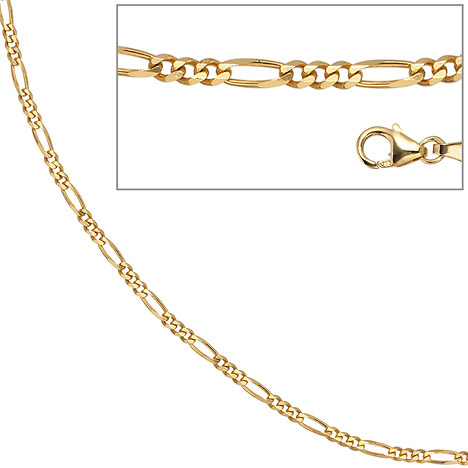 SIGO Figarokette 333 Gelbgold 2,8 mm 42 cm Gold Kette Halskette Goldkette Karabiner