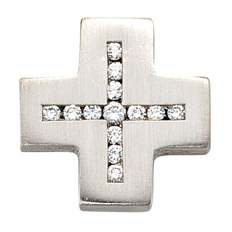 SIGO Anhänger Kreuz 950 Platin matt 13 Diamanten Brillanten Kreuzanhänger Platinkreuz