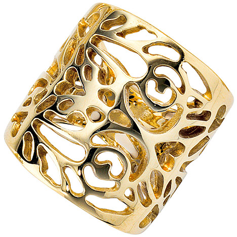 SIGO Damen Ring breit 585 Gold Gelbgold Goldring