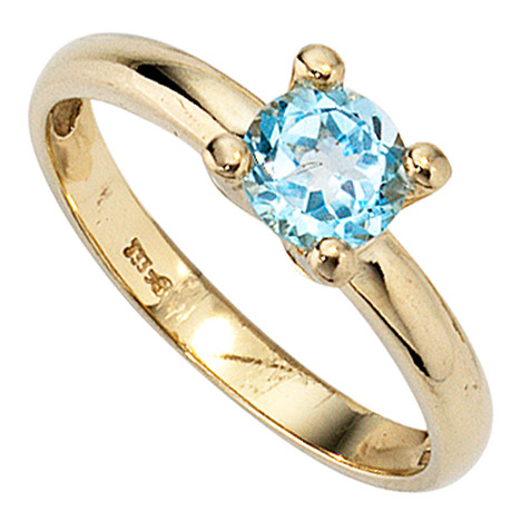 SIGO Damen Ring 333 Gold Gelbgold 1 Blautopas hellblau blau Goldring