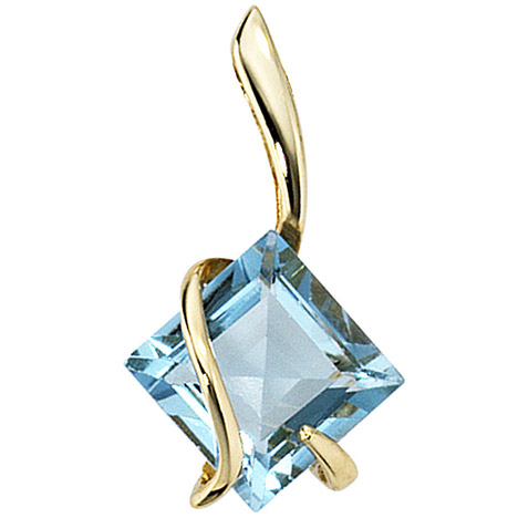 SIGO Anhänger 375 Gold Gelbgold 1 Edeltopas blau Goldanhänger