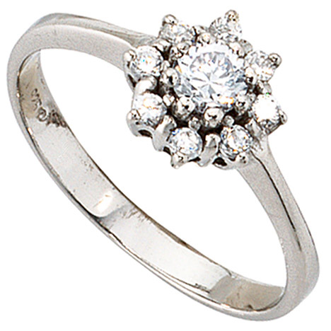SIGO Damen Ring 925 Sterling Silber rhodiniert mit Zirkonia Silberring  - Onlineshop Goettgen