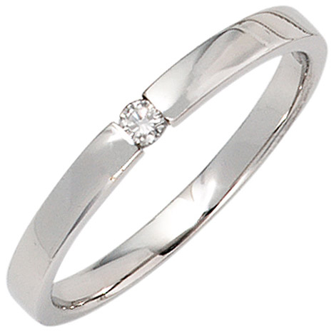 SIGO Damen Ring 585 Gold Weißgold 1 Diamant Brillant 0,05ct. Diamantring Weißgoldring