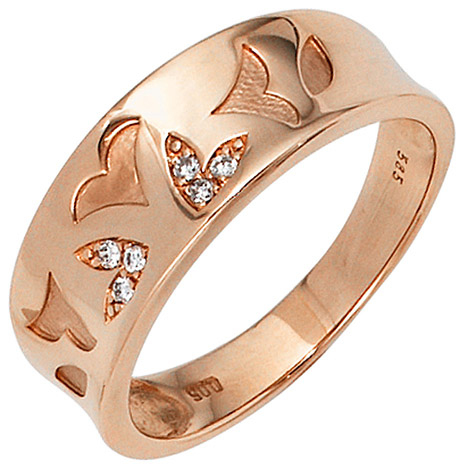 SIGO Damen Ring 585 Gold Rotgold 6 Diamanten Brillanten 0,05ct. Rotgoldring