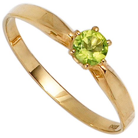 SIGO Damen Ring 585 Gold Gelbgold 1 Peridot grün Goldring