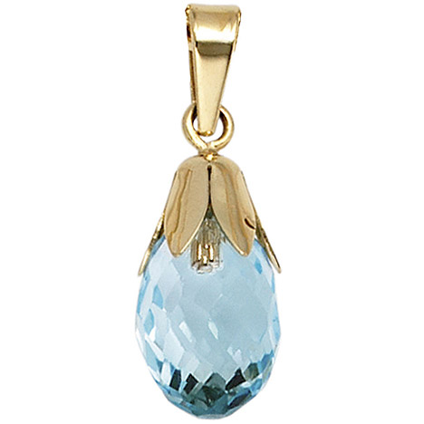 SIGO Anhänger Tropfen 333 Gold Gelbgold 1 Blautopas blau Goldanhänger