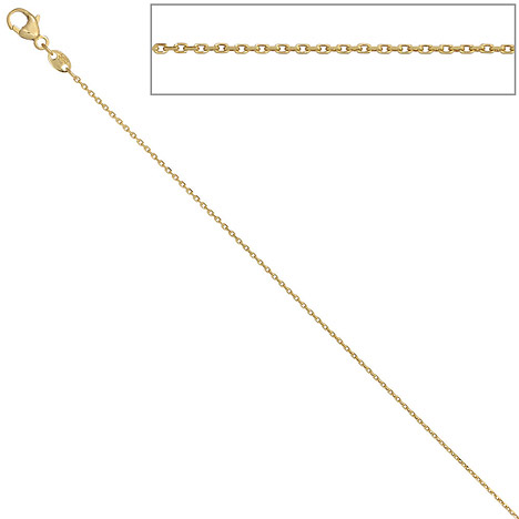 SIGO Ankerkette 585 Gelbgold diamantiert 0,6 mm 45 cm Gold Kette Halskette Goldkette