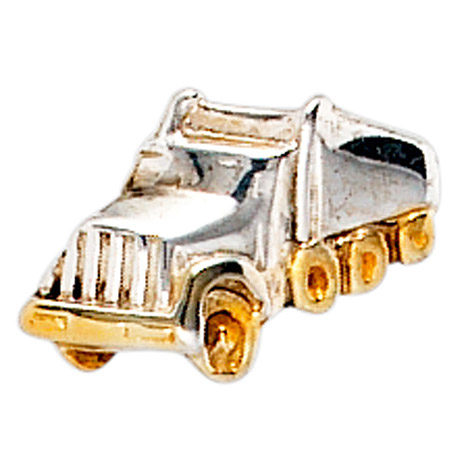 SIGO Einzel-Ohrstecker LKW Lastwagen 925 Silber bicolor vergoldet