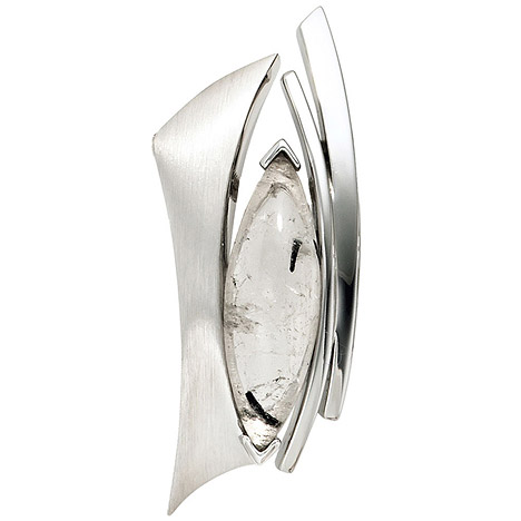 SIGO Anhänger 925 Sterling Silber rhodiniert mattiert 1 Turmalinquarz