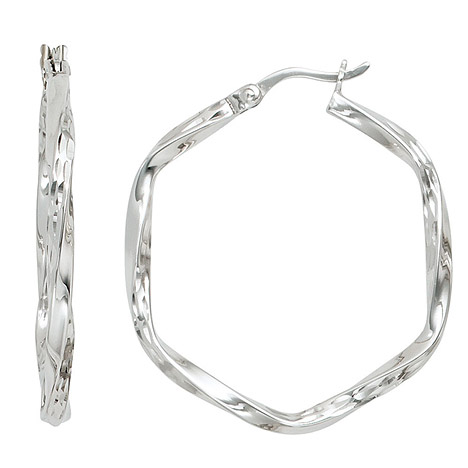 SIGO Creolen eckig sechseckig 925 Silber diamantiert Ohrringe Silbercreolen