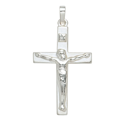 SIGO Anhänger Kreuz 925 Sterling Silber mattiert Kreuzanhänger Silberkreuz