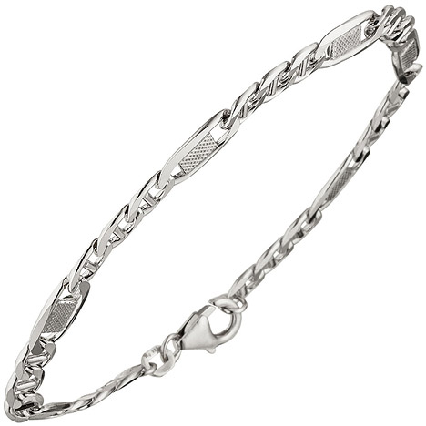 SIGO Panzer-Steg-Armband 925 Sterling Silber 19 cm Karabiner Silberarmband