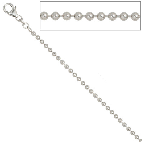 SIGO Kugelkette 925 Silber 2,5 mm 60 cm Halskette Kette Silberkette Karabiner