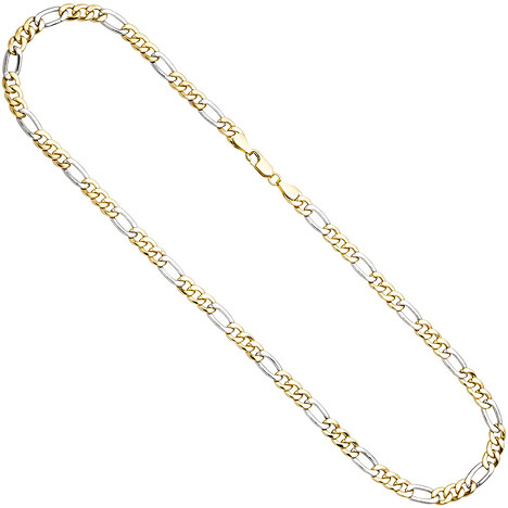 Gold,Happy günstig Kaufen-SIGO Figarokette 333 Gelbgold Weißgold bicolor 50 cm Gold Kette Halskette Goldkette. SIGO Figarokette 333 Gelbgold Weißgold bicolor 50 cm Gold Kette Halskette Goldkette <![CDATA[Figarokette aus 8 Karat (333) Gold, Gelbgold mit Weißgold kombinie