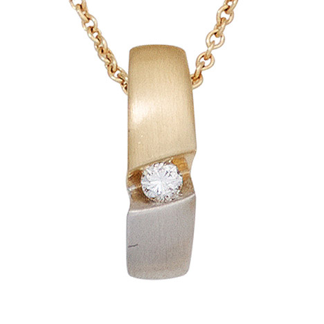 SIGO Kette mit Anhänger 585 Gold Gelbgold bicolor 1 Diamant Brillant 43 cm Halskette