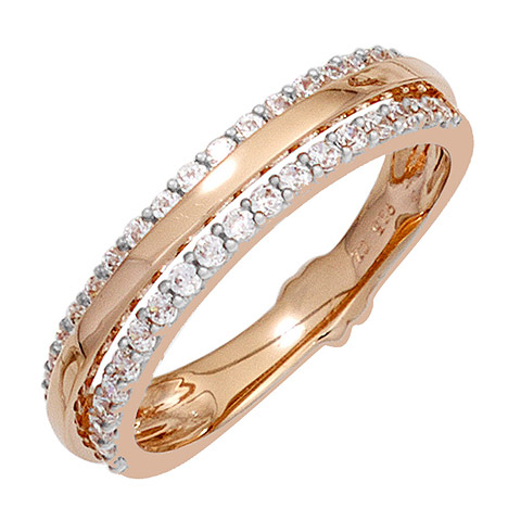SIGO Damen Ring 585 Gold Rotgold 38 Diamanten Brillanten Rotgoldring