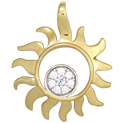 SIGO Anhänger Sonne 585 Gold Gelbgold bicolor 8 Diamanten Brillanten 0,07ct.