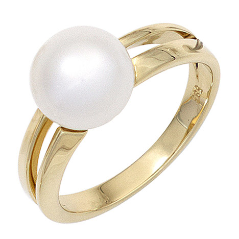 SIGO Damen Ring 585 Gold Gelbgold 1 Süßwasser Perle Goldring Perlenring
