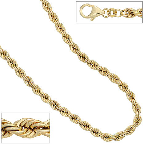 SIGO Kordelkette 585 Gelbgold 4,9 mm 45 cm Gold Kette Halskette Goldkette Karabiner