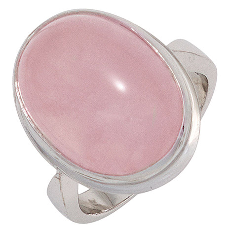 SIGO Damen Ring 925 Sterling Silber rhodiniert 1 Rosenquarz rosa Silberring